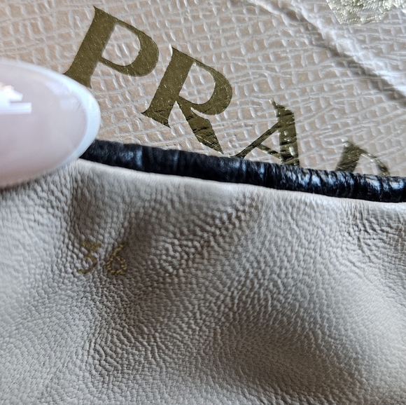 Prada Logo Black Leather Ballet Flats Size 36 - Picture 4 of 7